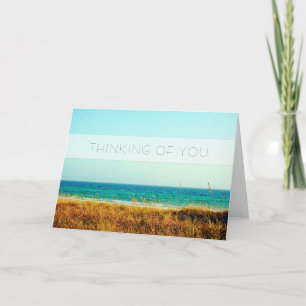 Blue Ocean Waters and Green Grass Thinking of You Card