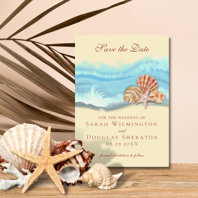Blue Ocean Wave Wedding Save the Date Card (Creator Uploaded)