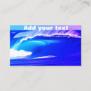 Blue ocean waves add your text pink water ai art business card
