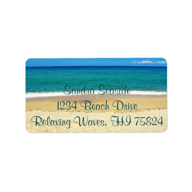 Blue Ocean Waves and a Sandy Beach Address Labels (Front)
