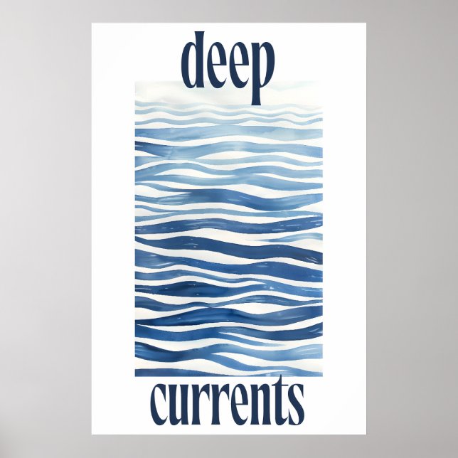 Blue Ocean Waves Art Print Abstract Coastal Wall (Front)