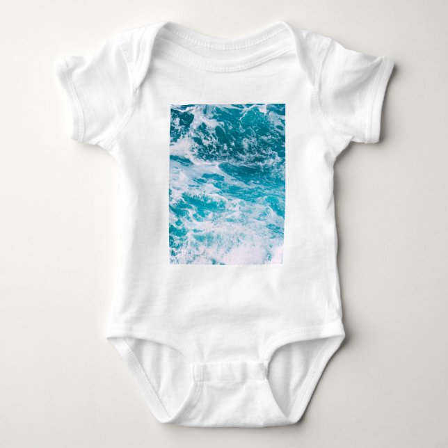 Blue Ocean Waves Baby Bodysuit (Front)