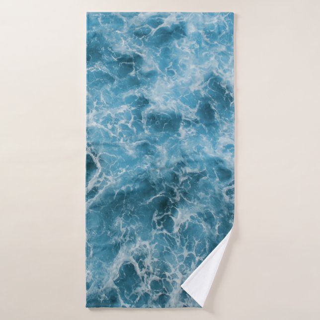  Blue Ocean Waves Bath Towel (Bath Towel)