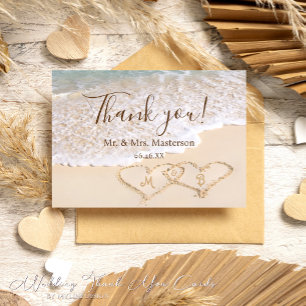 Blue Ocean Waves Beach Wedding Carte de remercieme