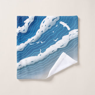 Blue Ocean Waves Canvas Art  Bath Towel Set