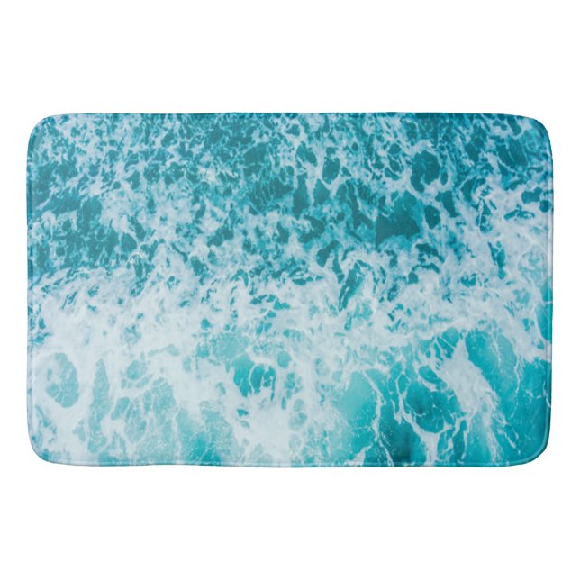 Blue Ocean Waves Explore Bath Mat (Front)