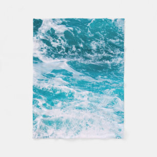 Blue Ocean Waves Fleece Blanket