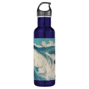 Blue Ocean Waves Japanese Woodcut  710 Ml Water Bottle
