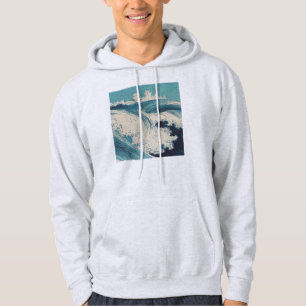 Blue Ocean Waves Japanese Woodcut  Hoodie