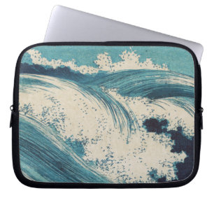 Blue Ocean Waves Japanese Woodcut Laptop Sleeve