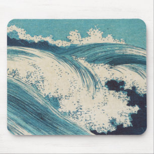 Blue Ocean Waves Japanese Woodcut Mouse Pad