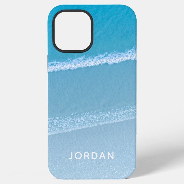 Blue Ocean Waves Monogrammed Case-Mate iPhone Case (Back)