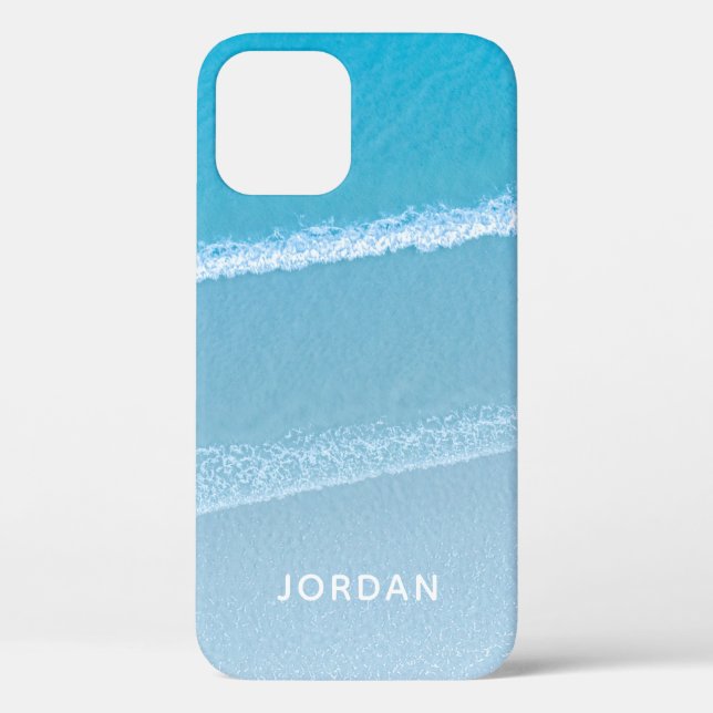 Blue Ocean Waves Monogrammed Case-Mate iPhone Case (Back)