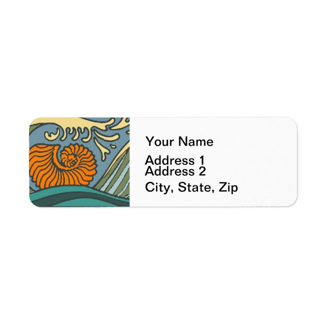 Blue Ocean Waves Nautilus Seashell Pattern Nouveau (Front)
