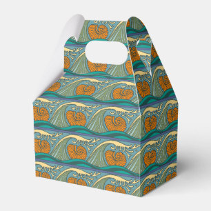 Blue Ocean Waves Nautilus Seashell Pattern Nouveau Favor Box
