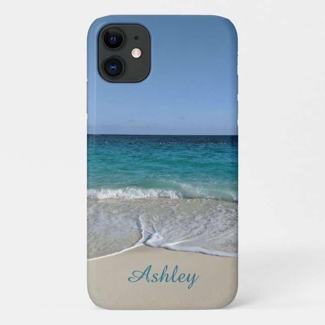 Blue Ocean waves on a Caribbean beach V2 Case-Mate iPhone Case (Back)