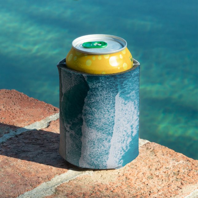 Blue Ocean Waves Sandy Beach Can Cooler (In Situ Pool)