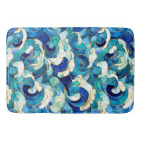 Blue Ocean Waves Stained Glass Mosaic