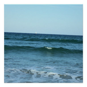 Blue Ocean Waves Stretching Toward the Horizon Poster