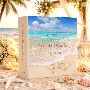 Blue Ocean Waves Tropical Beach Wedding Album Binder