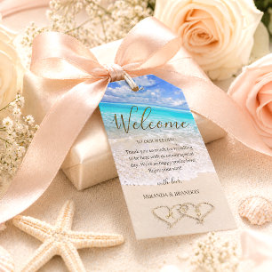 Blue Ocean Waves Tropical Beach Wedding Favour Tag