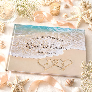 Blue Ocean Waves Tropical Beach Wedding Guest Book