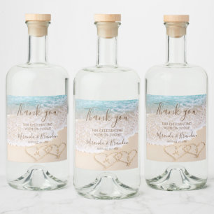 Blue Ocean Waves Tropical Beach Wedding Liquor Bottle Label