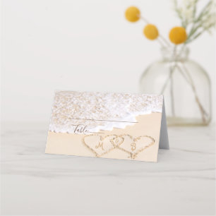 Blue Ocean Waves Tropical Beach Wedding Place Card
