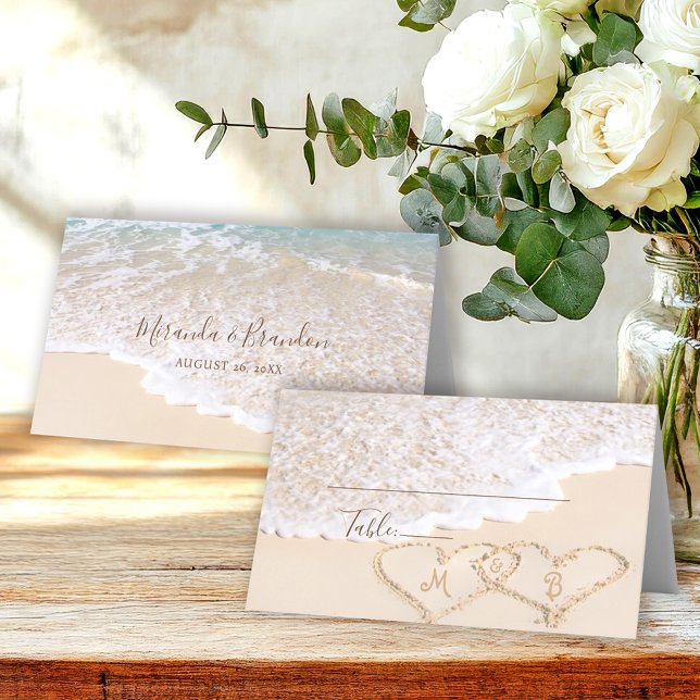 Blue Ocean Waves Tropical Beach Wedding Place Card (Creator Uploaded)