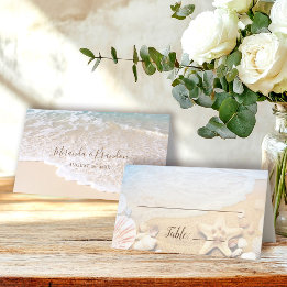 Blue Ocean Waves Tropical Beach Wedding Place Card