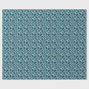 Blue Ocean Waves Tropical Summer Design Pattern Wrapping Paper