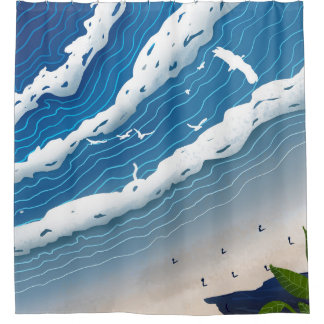 Blue Ocean Waves Wall Art 🌊 Minimal Coastal Sky P