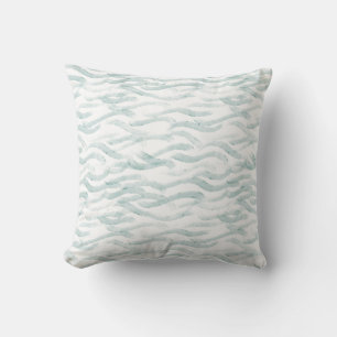 Blue Ocean Waves Watercolor Throw Pillow