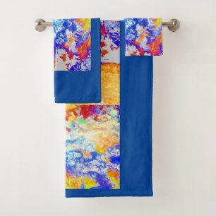 Blue Ocean Waves Whimsical Marine Art Abstrait Amu