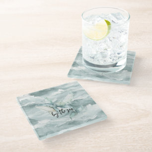 Blue Ocean Whale By the sea Glass Coaster