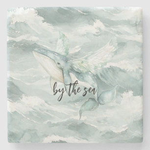 Blue Ocean Whale By the sea Stone Coaster