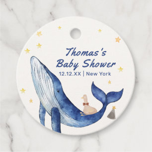 Blue Ocean Whimsical Duck Stars Whale Baby Shower Favour Tags