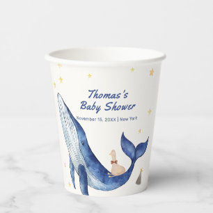 Blue Ocean Whimsical Duck Stars Whale Baby Shower Paper Cups