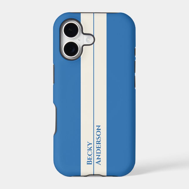 Blue Ocean, White Sand, Blue Text, Retro (Back)