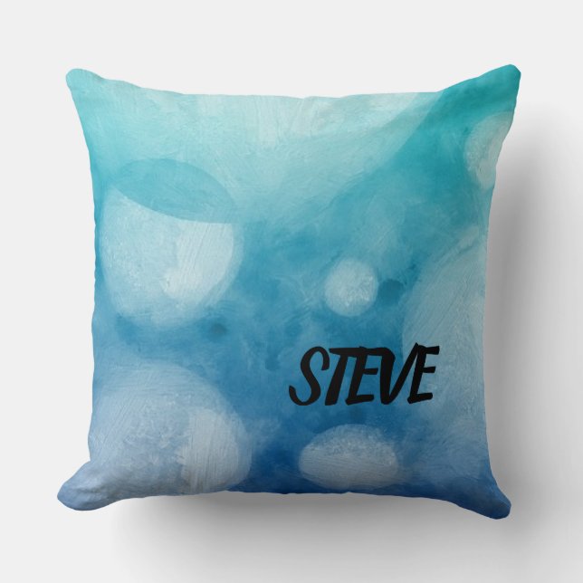 Blue Ocean with Bubbles Throw Pillow (Front)