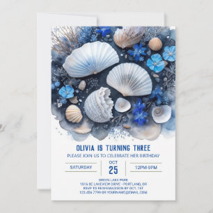Blue Oceanic Wonders Boy Birthday Invitation