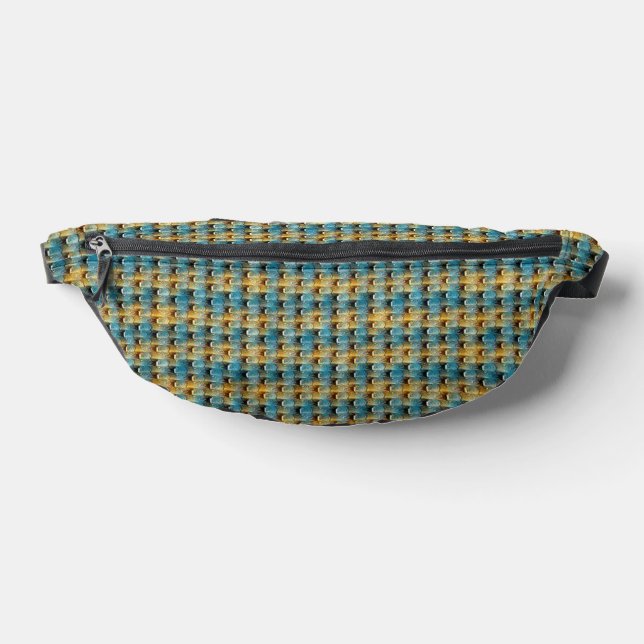 Blue & Ochre Abstract Pattern Design 1315 Fanny Pack (Lay Down)