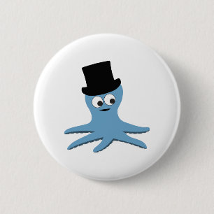 Blue Octopus 2 Inch Round Button