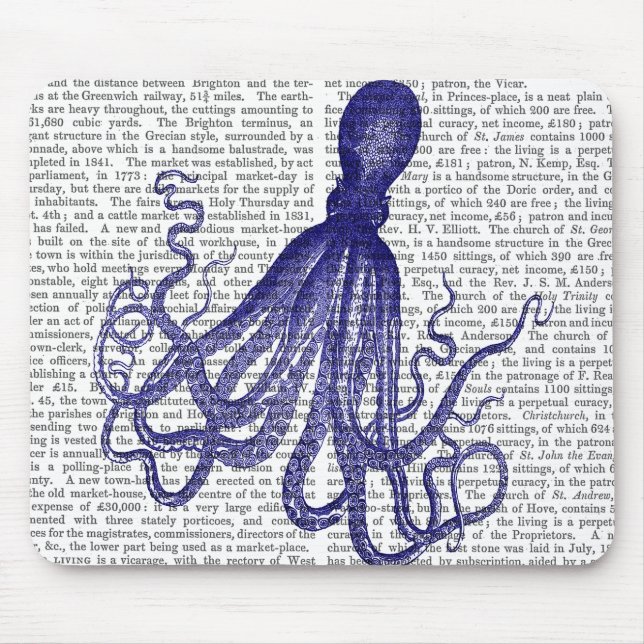Blue Octopus 5 Mouse Pad (Front)