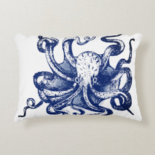Blue Octopus Accent Pillow