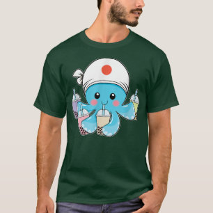 Blue Octopus Boba Bubble Milk Tea Kawaii Cute Anim T-Shirt