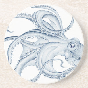 Blue Octopus Cephalopod Kraken Ink Coaster