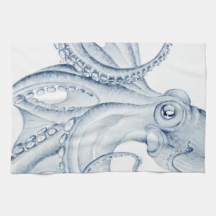 Blue Octopus Cephalopod Kraken Ink Kitchen Towel