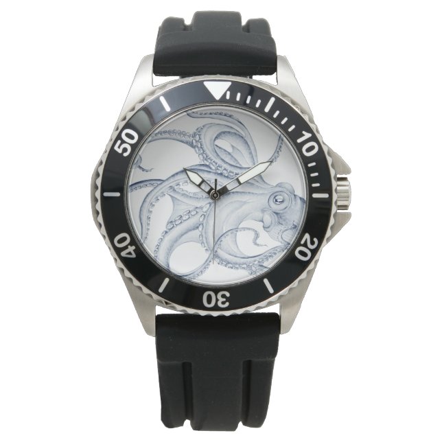 Blue Octopus Cephalopod Kraken Ink Watch (Front)