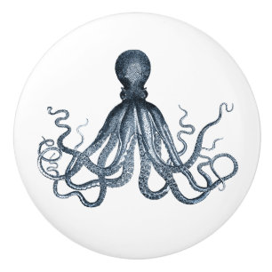 Blue Octopus Ceramic Knob